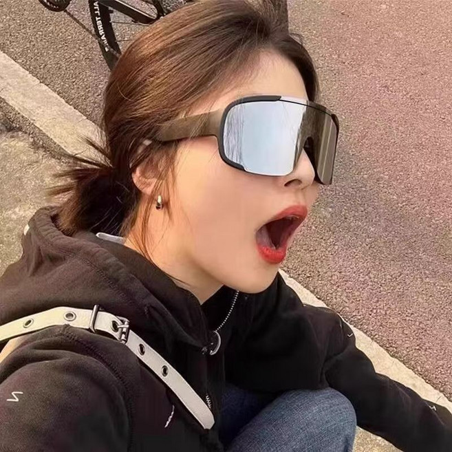 登山騎行近視套鏡防風沙太陽鏡, 1個, （常規非套鏡）黑框水銀片 送 收納包