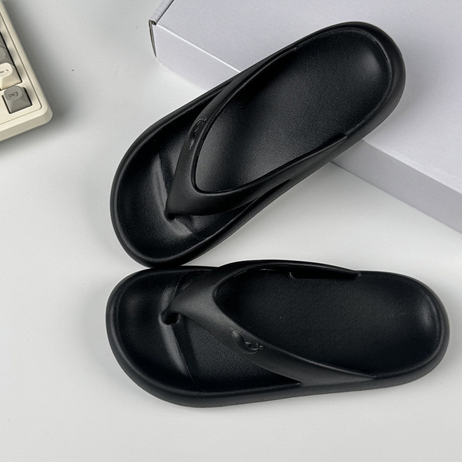 2026涼拖鞋女防滑夏季室內EVA情侶踩屎感拖鞋厚底居家高級感拖鞋, 10 cm, 人字拖黑色:37-38