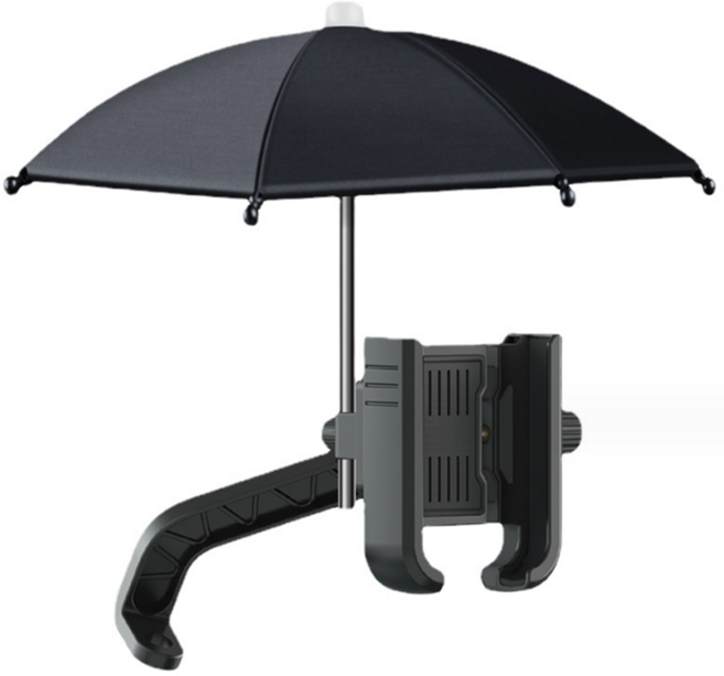 데일리쇼핑 오토바이우산 케이블타이2P 포함 휴대폰 핸드폰 배달대행 햇빛가리개 거치대우산 자외선차단, 1개, 블랙