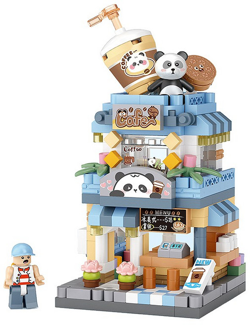 LOZ 나노블럭 미니블럭 캐릭터 후르츠 하우스, 48.팬더 카페, 1개