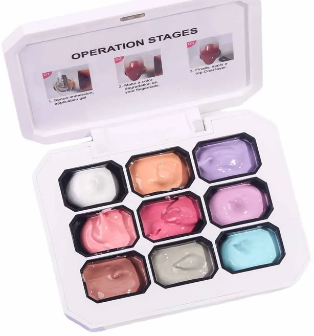 쿠쿠스토어 9그리드 그라데이션 네일 팻 옴브레 젤 9컬러 롱래스팅 3D 모델링 페인트 폴리쉬 이 조각 매니, 01 GY137-17