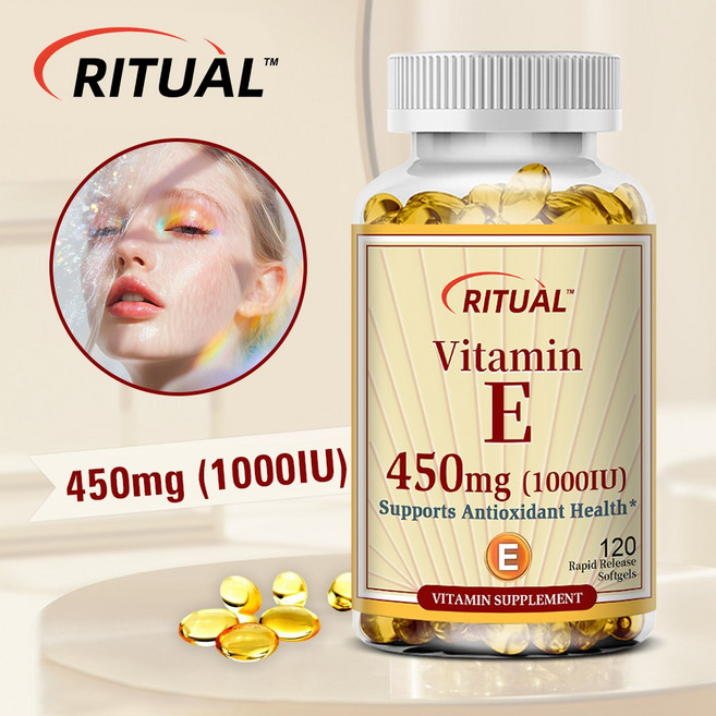 비타민 E 450mg 캡슐 - 모발 피부 손톱 얼굴 건강 및 면역력 증진에 도움 (60-120캡슐), 1개, 60정