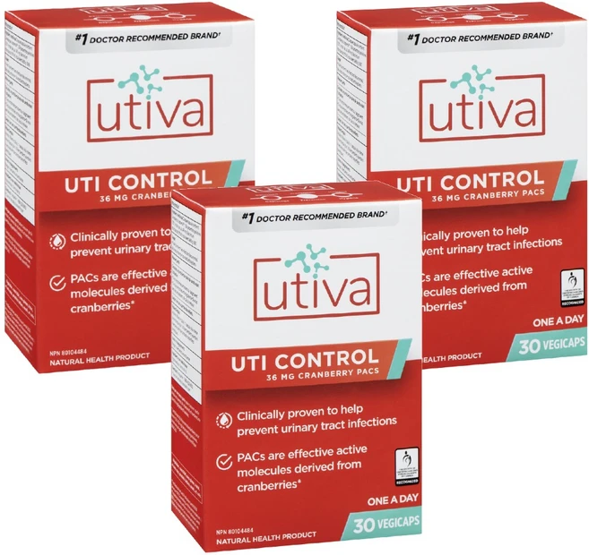 유티바 유리너리 트랙 인팩션 Urinary Tract Infection 36mg Proanthocyanidins (PACs) 30정 x3, 3개 - 쿠팡