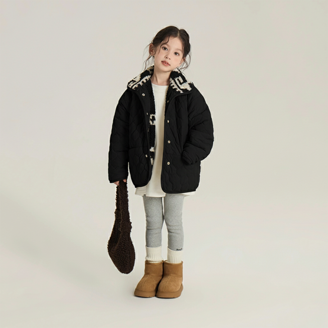 UPPERCUT 여아 양면 퀼팅자켓 플리스자켓 양털코트 뽀글이점퍼 남녀공용 초등학생 후리스 집업 간절기자켓