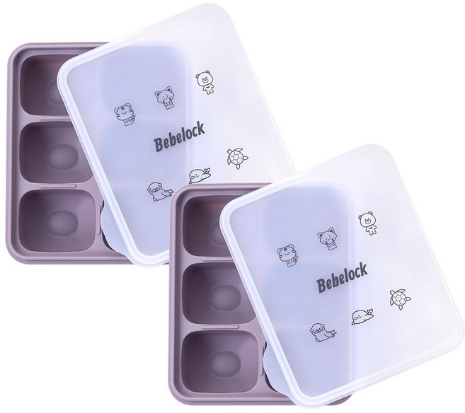 베베락 아이와 플래티넘 실리콘 큐브 2P(냉동보관용기_뚜껑포함 13.5cm X 15cm), 1세트, 아이와 실리콘큐브(레드빈2P)