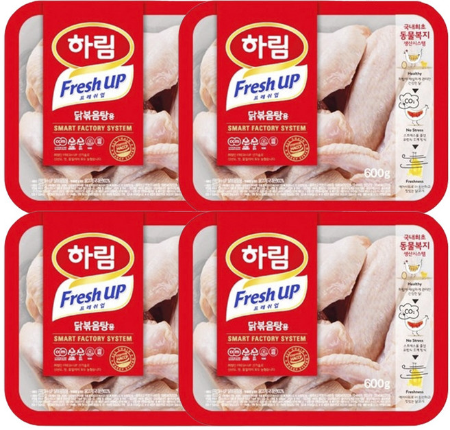 하림 닭볶음탕용 냉장 절단육, 600g, 4개