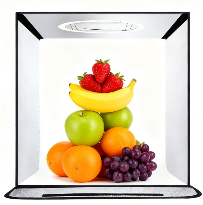 포토박스 휴대용 스튜디오 포토부스 LED 조명 제품 촬영 세트 소프트박스 65 x 65 x 65 cm + 배경지 5종 세트, 1개, 65x65x65cm