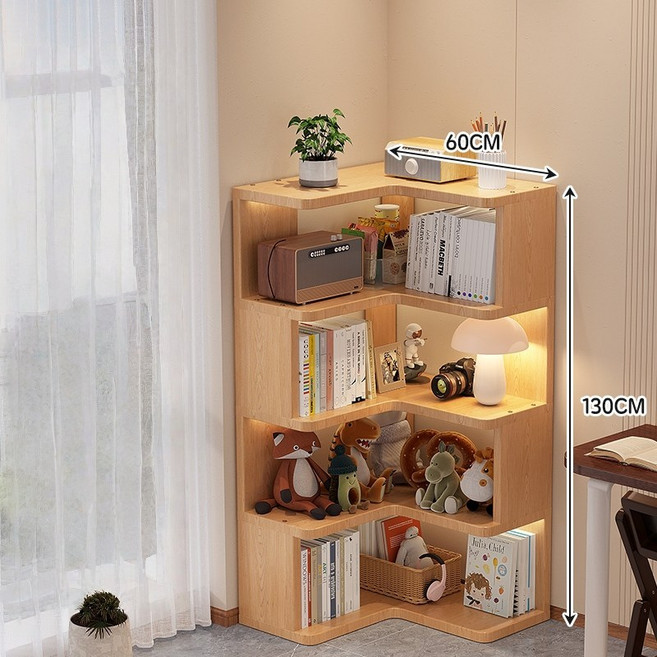 정싱 DIY 책장 모던 다용도 선반 견고한 오픈 수납장 책선반, 4단, 원목색