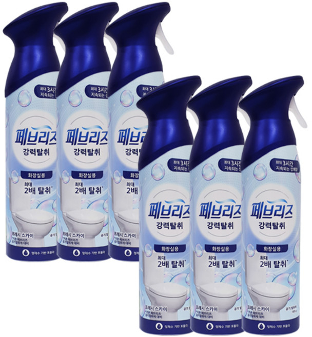 페브리즈 화장실용 에어 프레시 스카이 165g x6 실내냄새제거방향제