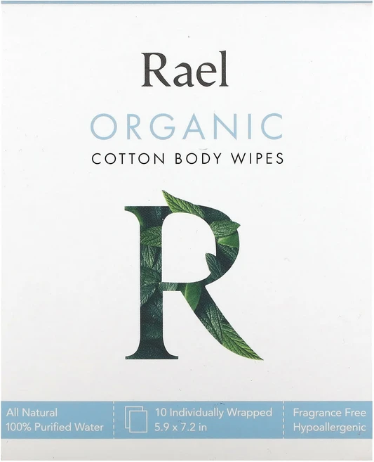 Rael 유기농 순면 바디 티슈 향료 무함유 개별 포장 10개, Rael유기농순면바디티슈향료무함유개별포장10개 - 쿠팡
