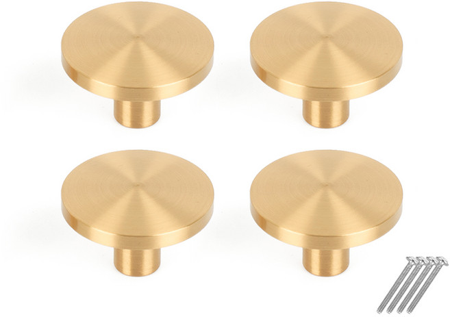 철물이네 가구손잡이 1구 황동 모던 원형 대, 4개, 골드