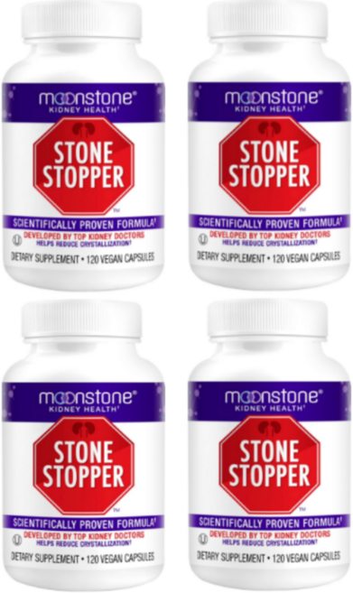Moonstone 신장 결석 스토퍼 캡슐 120캡슐 결석 예방 정화 용해제 클린 해독 보조제 찬카 피에드라 대안 요로 증폭기 해독제 신장 의사 개발 pH균형 영양제 기타건강보조식품, 120정, 4개