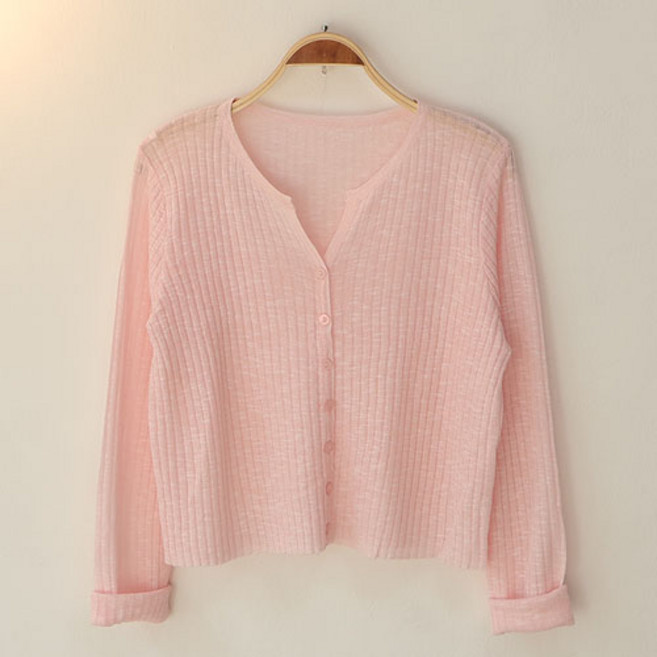 스카이코코 여성 긴팔 썸머 골지 시스루 제니 가디건