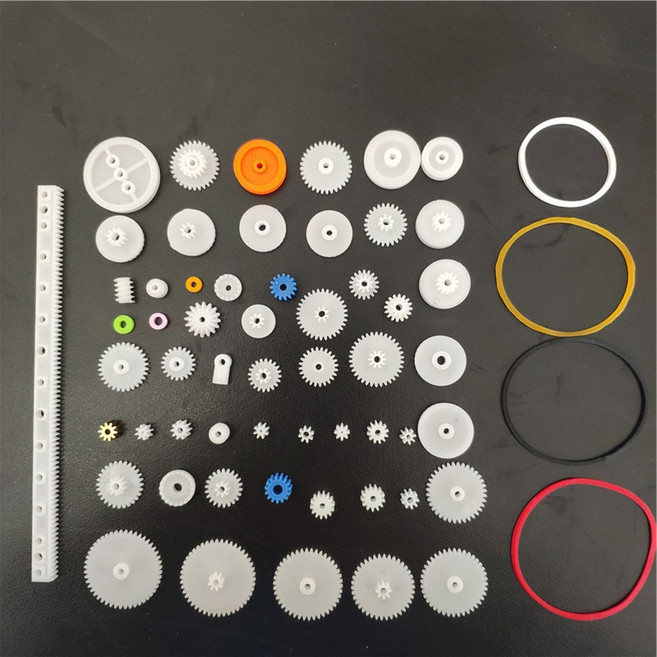 플라스틱 기어 세트 DIY 조립 벨트 웜 밴드 휠 섹터 더블 샤프트 레이어 헬리콥터 자동차 부품, Rubber band set, 1개