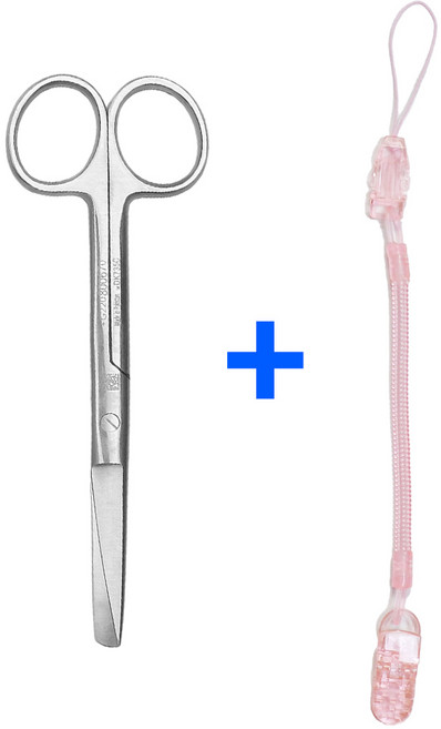 의료용 시저 가위 14cm 스프링 집게줄 2p 간호사 용품 가위집게줄, 1개, 핑크집게줄_시저가위