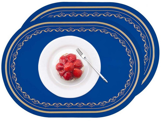 웰라이브 실리콘 식탁매트, 골드블루, 43 x 30 x 0.1 cm, 2개