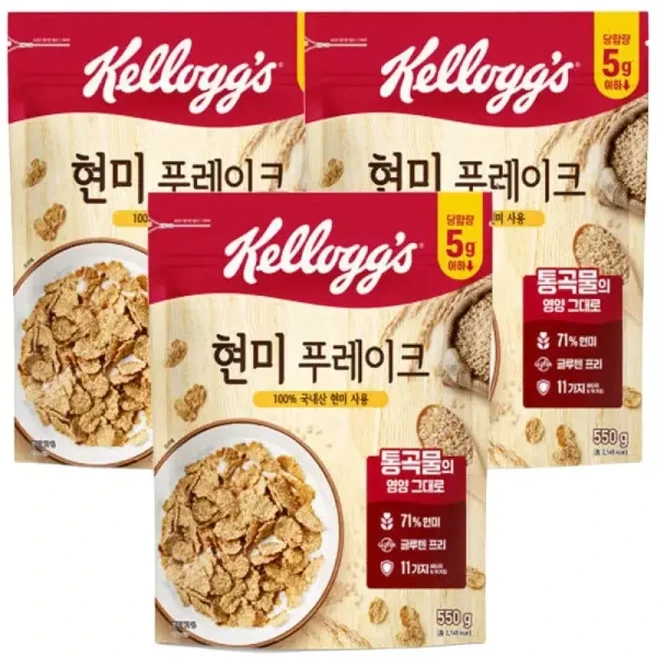 켈로그 현미푸레이크 550g 3개 글루텐프리, 1개