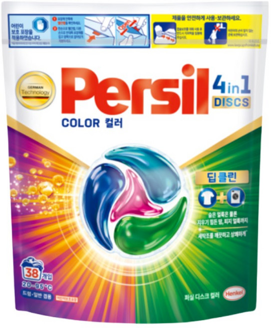 [헨켈] 9중효소 퍼실 디스크 컬러 38개입, 1개