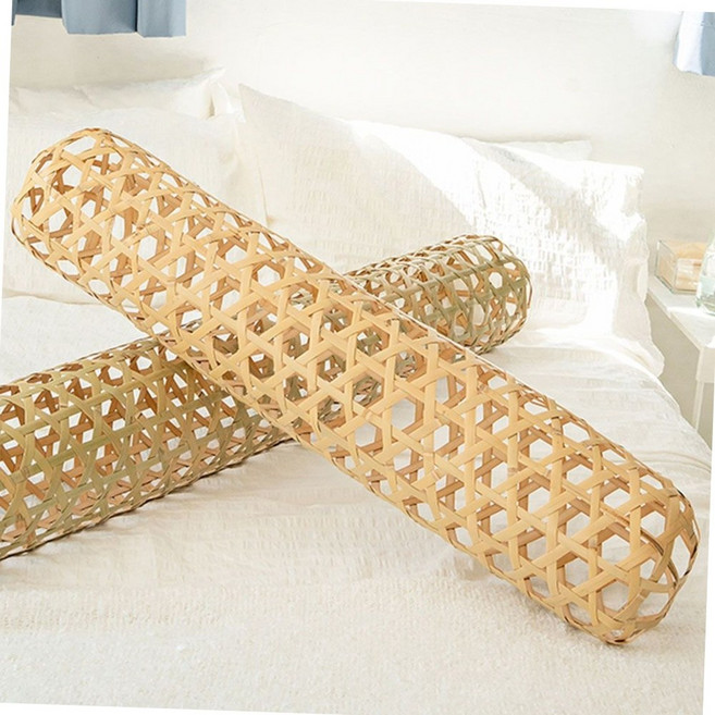 대나무 죽부인 화이트커버 중형90x20cm 방석 러그 쇼파커버