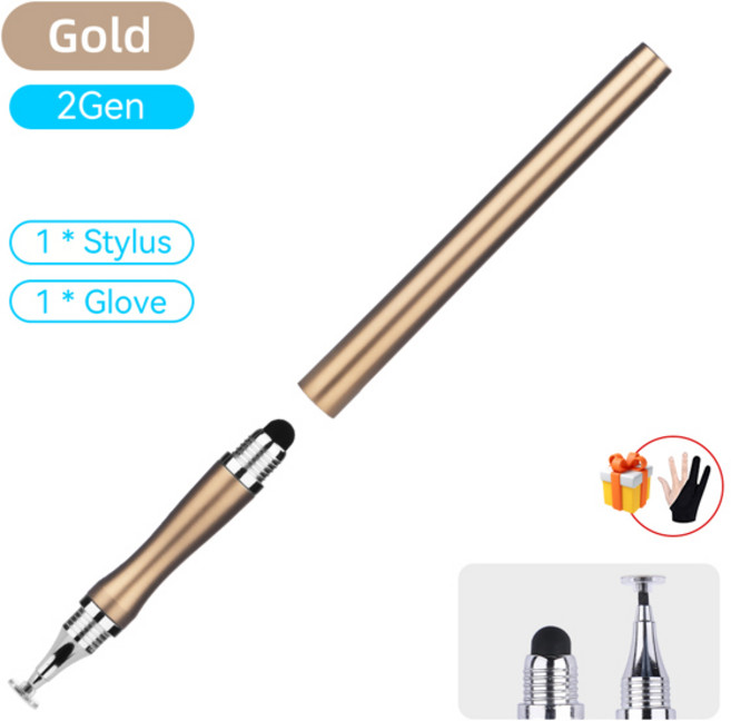 안드로이드 용 범용 드로잉 스타일러스 펜 iPad iPhone 용 iOS 터치 펜 Samsung Xiaomi 태블릿 스마트 폰 연필 액세서리, 한개옵션1, [04] Gold 2Gen Gift
