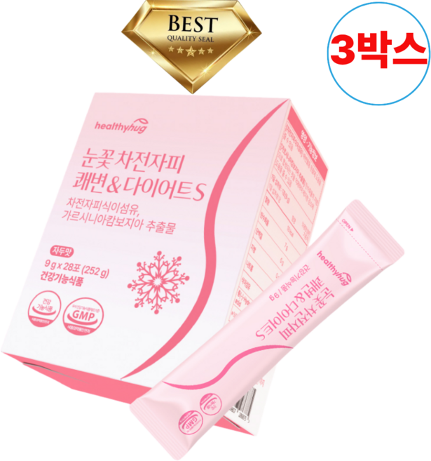 눈꽃 차전자피 쾌변 & 다이어트 S 가르시니아캄보지아 추출물 분말 가루 스틱, 28회분, 3개