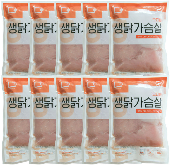 모디바 국내산 냉동 닭가슴살/닭안심, 500g, 10개