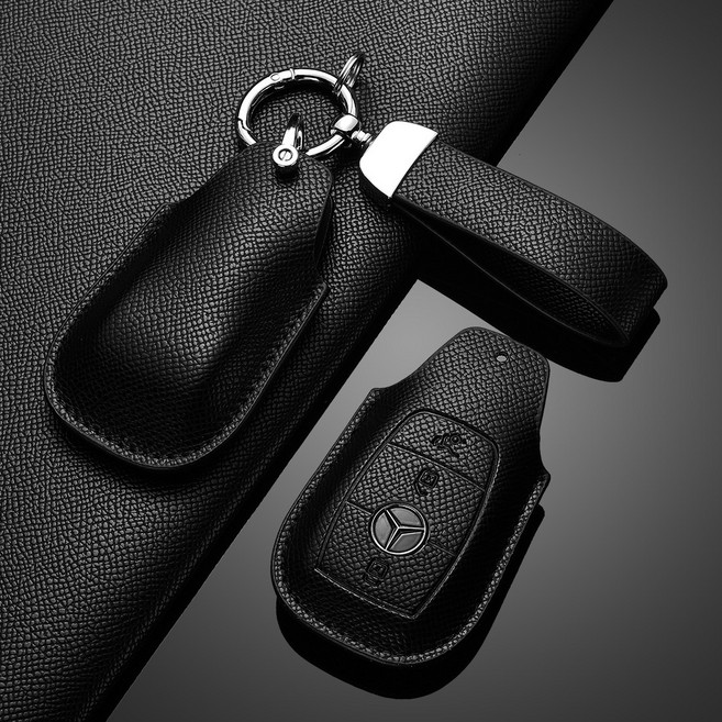 벤츠 호환 가죽 키케이스 자동차 키링 키홀더, 벤츠-A타입, 블랙