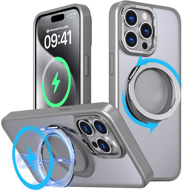 원더글라스 2배자력 에어 아머 회전 맥세이프 링 스탠드 케이스