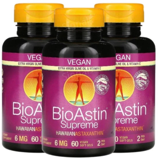 뉴트렉스 하와이 바이오아스틴 하와이안 아스타잔틴 6mg 소프트젤 NUTREX HAWAII BioAstin Astaxanthin Vegan, 3개, 60정 - 쿠팡