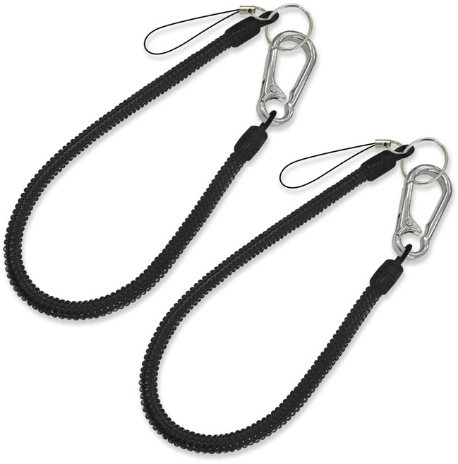 카라비너 스프링 스트랩 슬림 368mm 2P 분실 도난 방지, 2개, 1.블랙 368mm