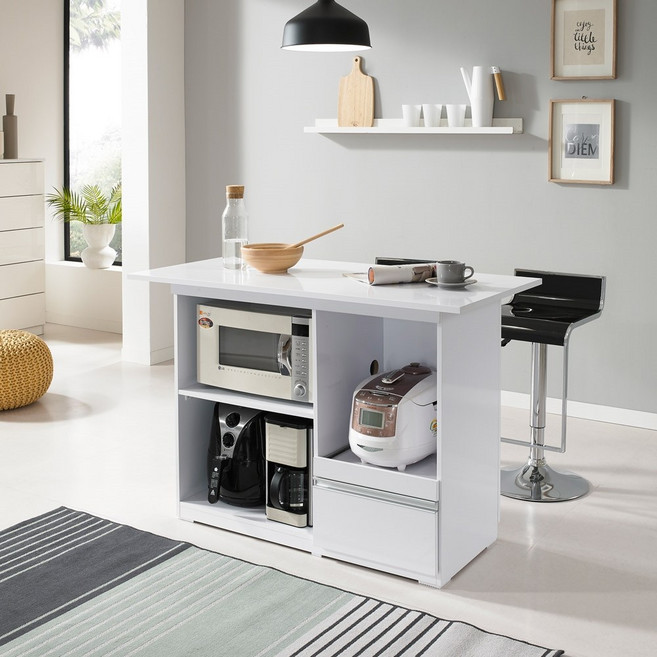 퍼니아트 니엘 홈바 테이블 아일랜드 식탁, 화이트