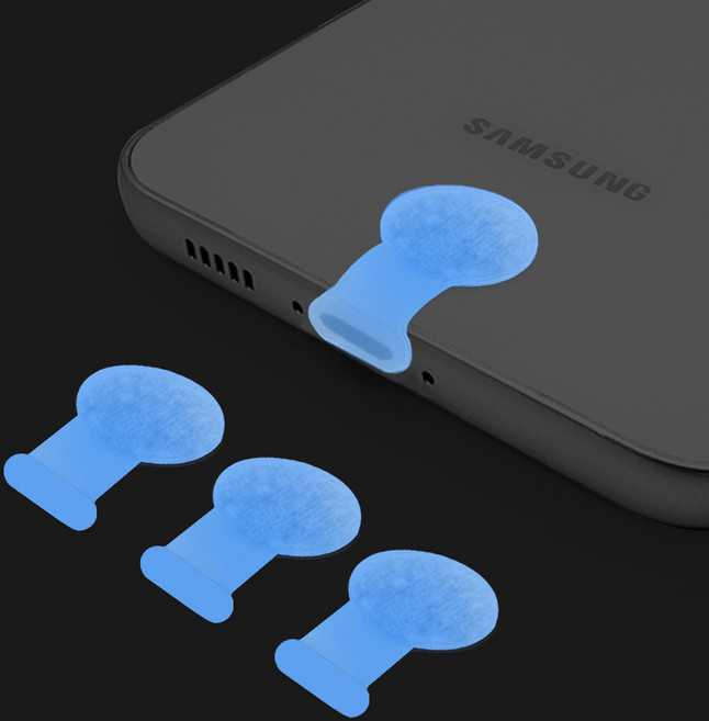 스마트폰 C타입 충전단자 먼지마개 부착식, 2. 실리콘원형 야광블루(C타입용), 4개