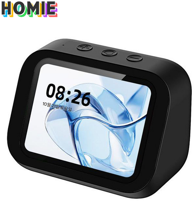 HOMIE 블루투스스피커 ai 스마트 스피커 무선 블루투스 스피커 미니 휴대용 스마트 알람시계, 블랙, TF26 Pro
