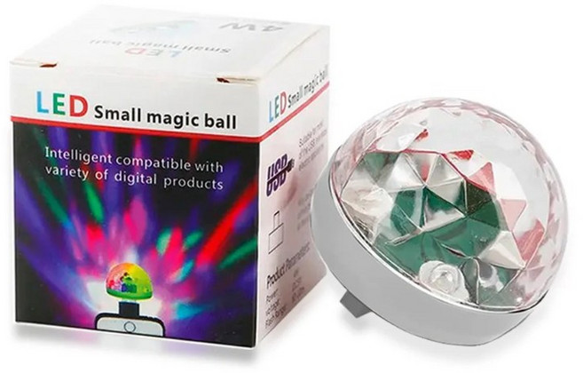 비엘스키 미니 USB LED 조명 디스코 DJ 미러볼 프로젝터 자동차 파티 할로윈 휴대폰용, 1개, 미러볼아이폰용 BL09968