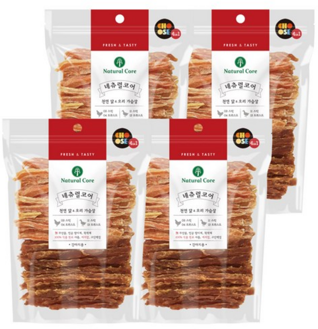 네츄럴코어 반려견 간식 100 치킨덕 혼합180g, 닭고기, 180g, 4개