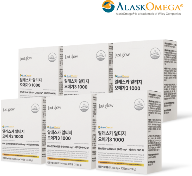 저스트글로우 알래스카 알티지 오메가3 1000, 6개, 30정