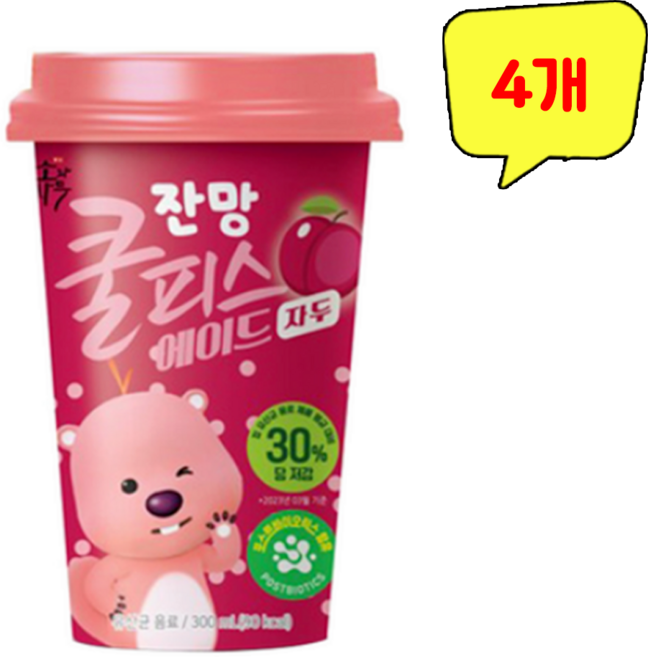 잔망루피 쿨피스에이드 자두, 4개, 300ml