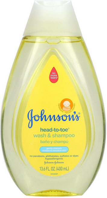 Johnsons Baby Head-to-Toe 세탁 샴푸 신생아 13.6 fl oz (400 ml) 3팩, 1개, 400ml