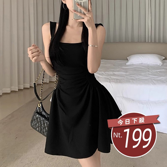 韓版氣質收腰顯瘦小黑裙洋裝