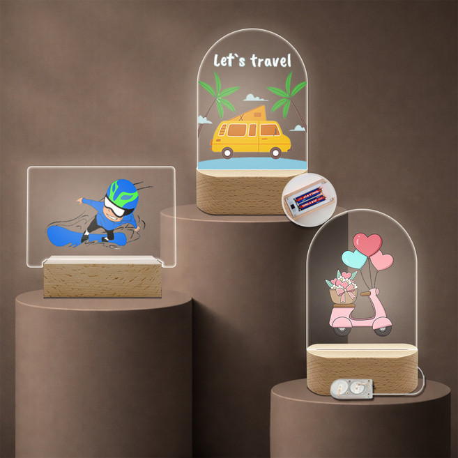 청어람몰 아크릴 무드등 만들기 DIY 무선오픈형 무선타원형 스위치타원형 건전지 박스포장 세트, [2-1]무선 오픈형 라지/기본 세트