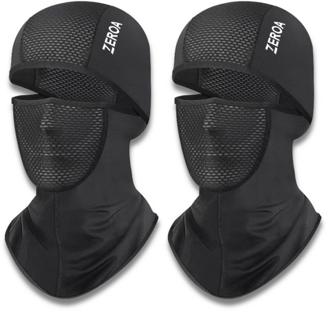 제로아 신축성좋은 자외선차단 쿨링 메쉬 바라클라바, 블랙+블랙, 1세트