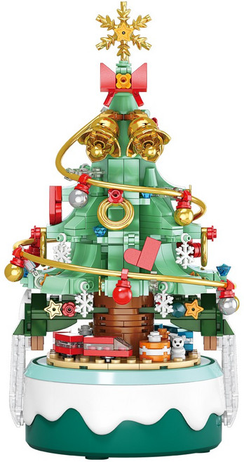 [알꿀밤-호환블럭-크리스마스] E무빙 오르골 트리, 1개