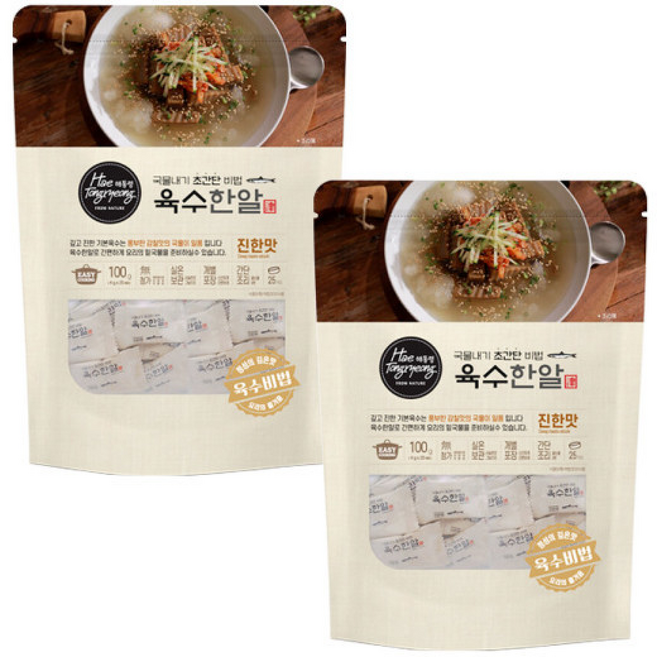 국물내기 초간단 육수한알 진한맛 /끓는물3분 요리초보 캠핑 낚시 휴대용, 2개, 100g