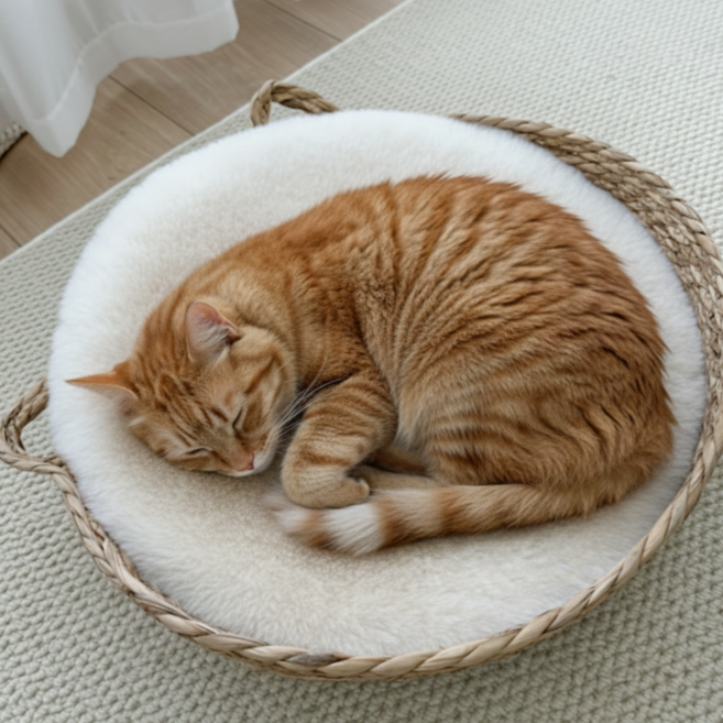 시그라인 냥이최애 안심휴식 고양이 방석, 1개, 화이트