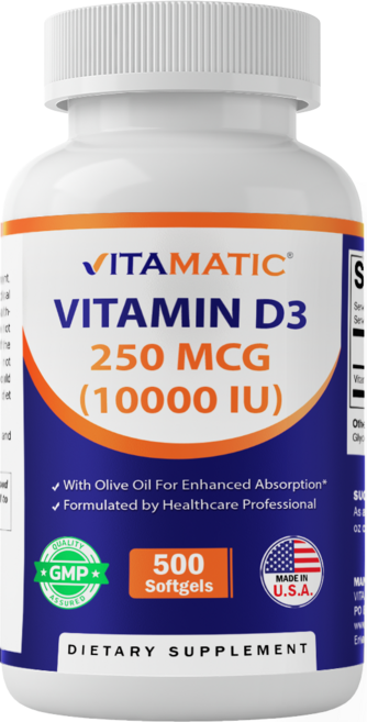 비타매틱 비타민 D3 10 000 IU 250 mcg, 2개, 500회분