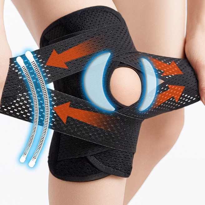 홈스토리즈 벨크로 스포츠 무릎 보호대 패드, 파워맥스 블랙, 1개