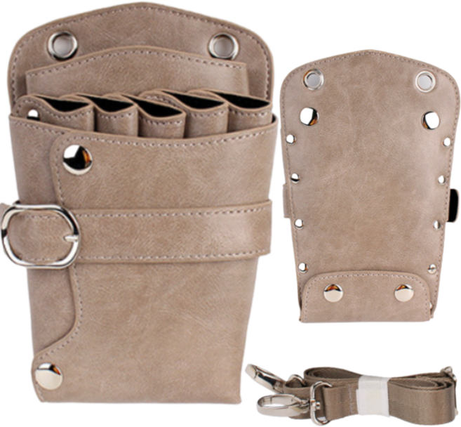 프라홈 헤어디자이너 스텝 미용사가위집 크로스백 가방, 5포켓, 1개, 베이지