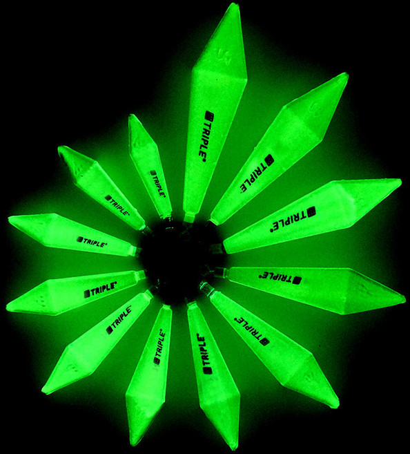 트리플 다이아몬드 봉돌 형광 장축광 야광봉돌 회전도래 야광추 선상낚시 쭈꾸미 갑오징어 문어, 1세트, 3개입