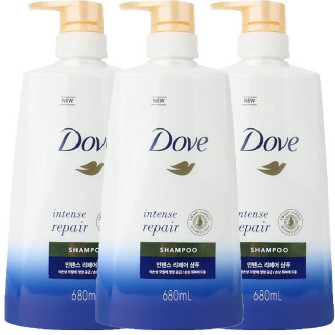 도브 인텐스 리페어 샴푸, 680ml, 3개