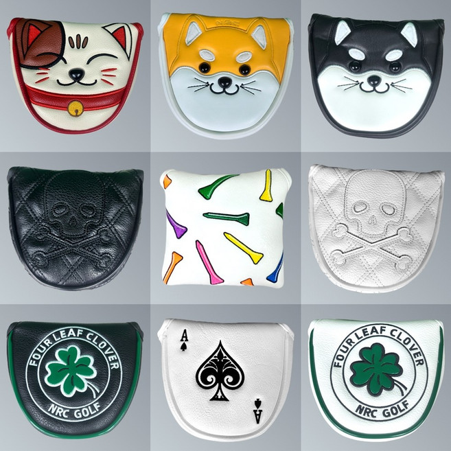 말렛퍼터커버 자석형 반달 골프채커버, 01.화이트 클로버